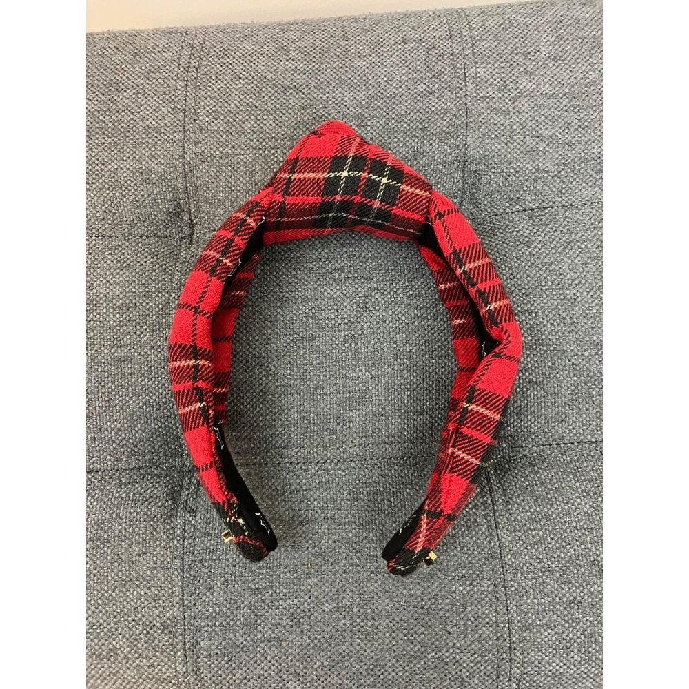 Adorned Red Plaid Headband